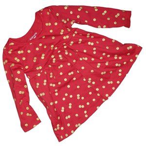 Kidtopia Infant Girls Size 18 Months Red & Gold Polka Dot Dress Long Sleeve